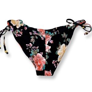 Becca Black Floral Bikini Bottom Size Large